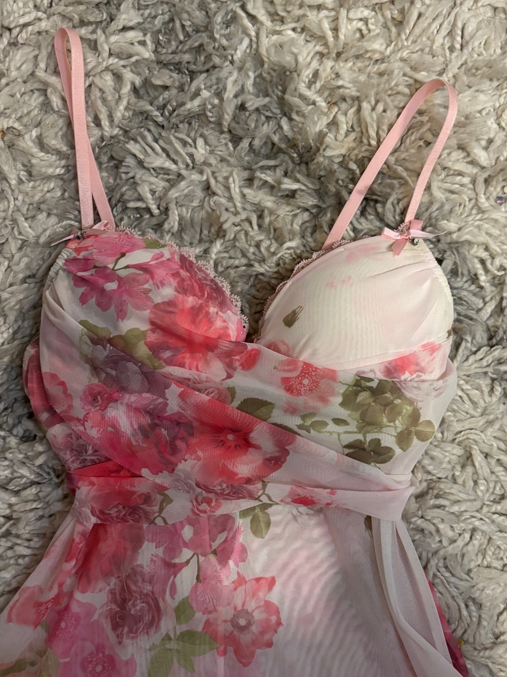 Floral lace sheer fairy baby doll dress - Picture 3 of 6